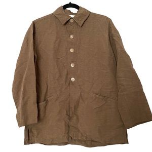 Chicos Design Brown Sandy Tan button up long sleeve blouse Women’s Small Medium